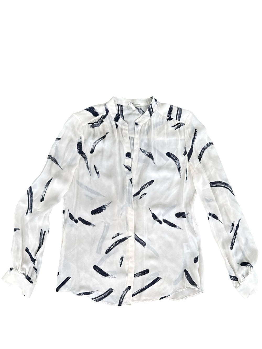 Joie Cream Blouse with Black Abstract Brush Print